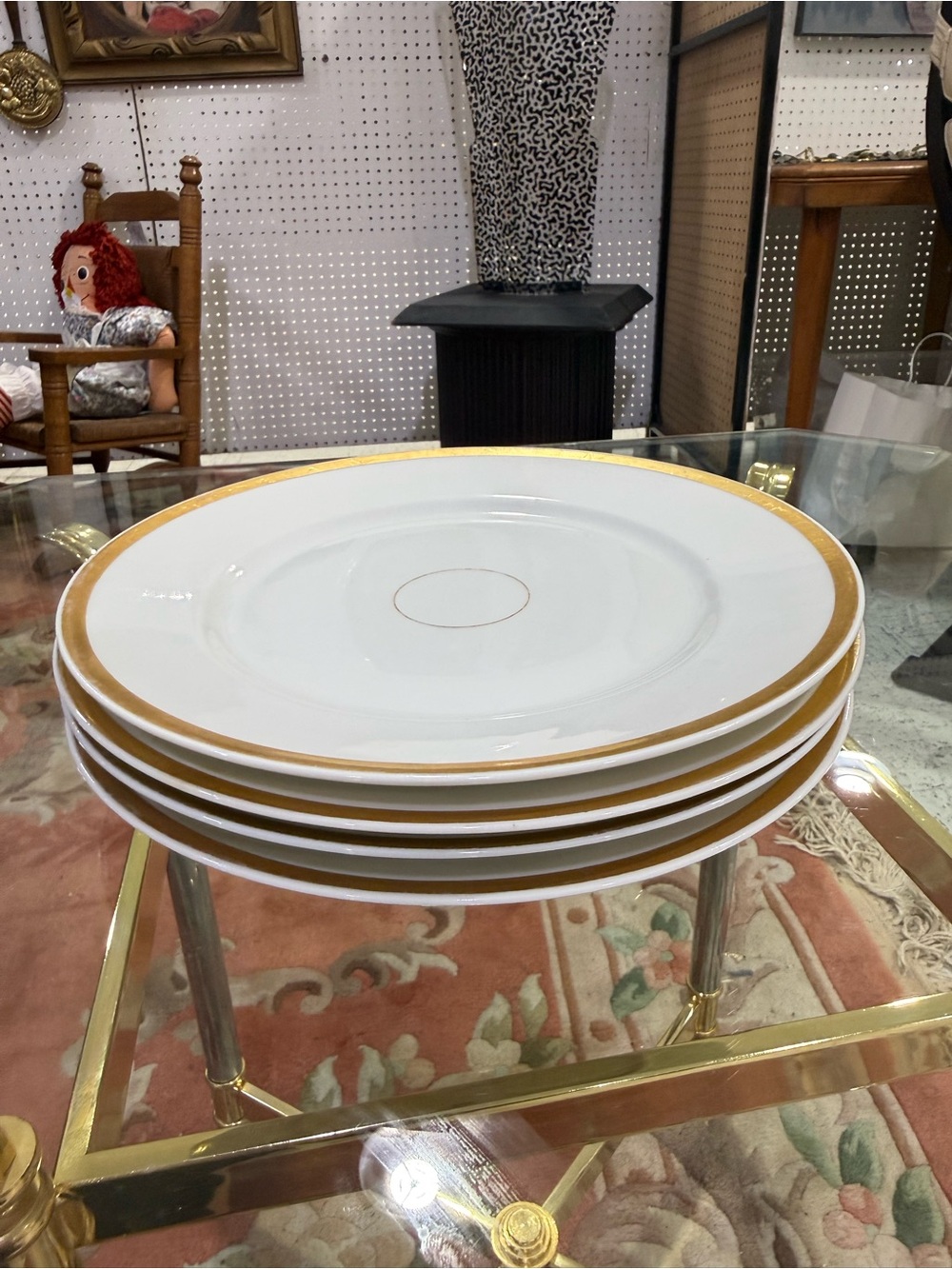 Limoges Wm Guerin & Co GUE79 Dinner Plates Gold Trim 9in Lot Of 4